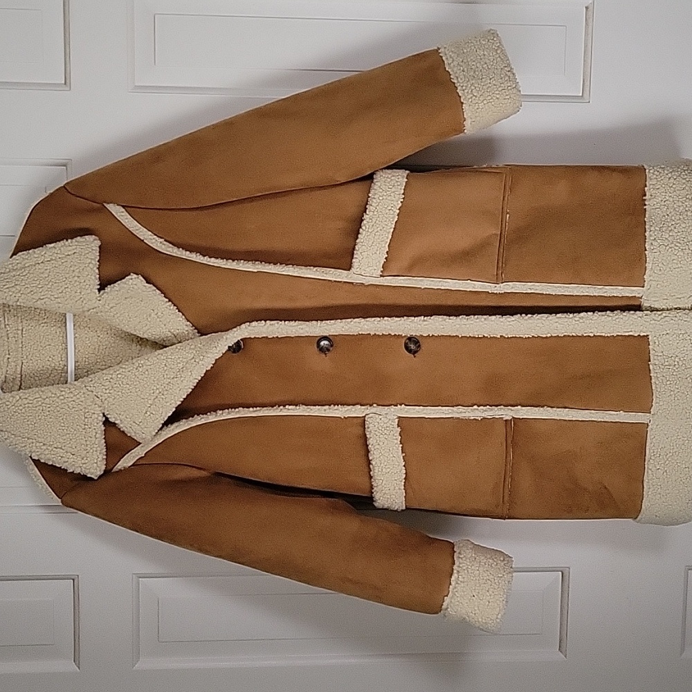 Marine Layer Womens Sherpa Lined Penny Lane Coat Sz Xl Heavy Sueded